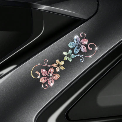 1pc Shiny Vine Floral Car Sticker, Plant & Flower Pattern, Self-Adhesive, No Residue, Easy To Install, Suitable For Cars, Trucks, Motorcycles, Glass Windows, Laptops, Plant Lovers, Etc.