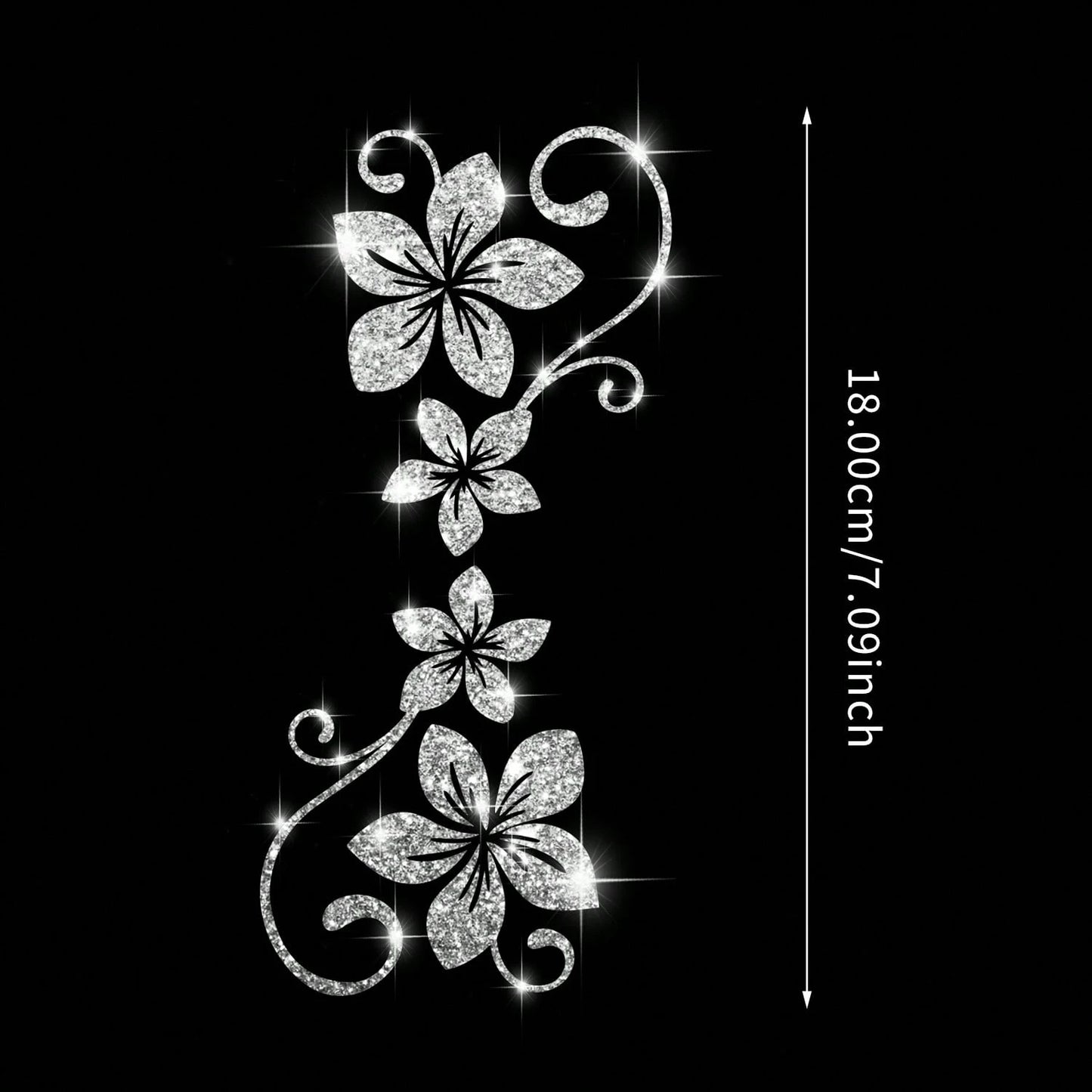 1pc Shiny Vine Floral Car Sticker, Plant & Flower Pattern, Self-Adhesive, No Residue, Easy To Install, Suitable For Cars, Trucks, Motorcycles, Glass Windows, Laptops, Plant Lovers, Etc.