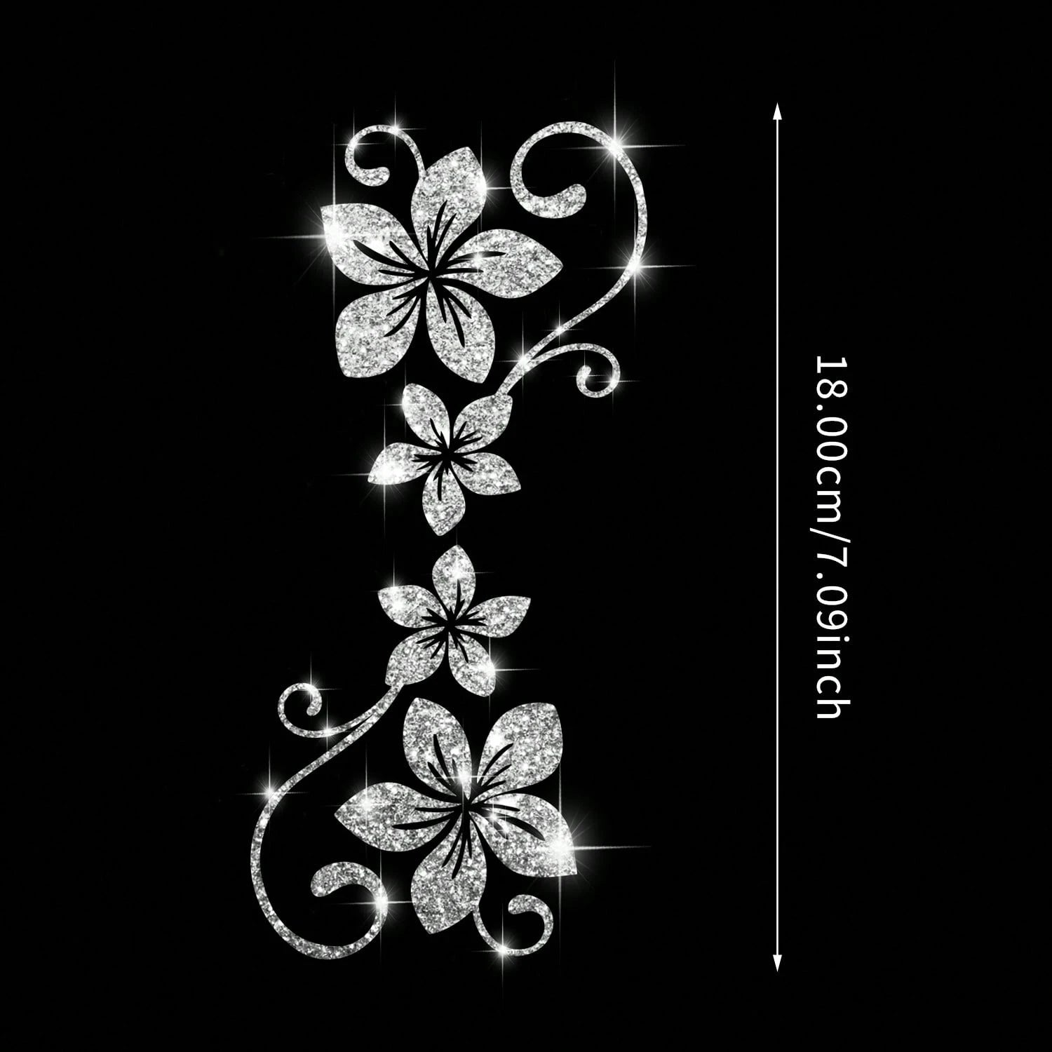 1pc Shiny Vine Floral Car Sticker, Plant & Flower Pattern, Self-Adhesive, No Residue, Easy To Install, Suitable For Cars, Trucks, Motorcycles, Glass Windows, Laptops, Plant Lovers, Etc.