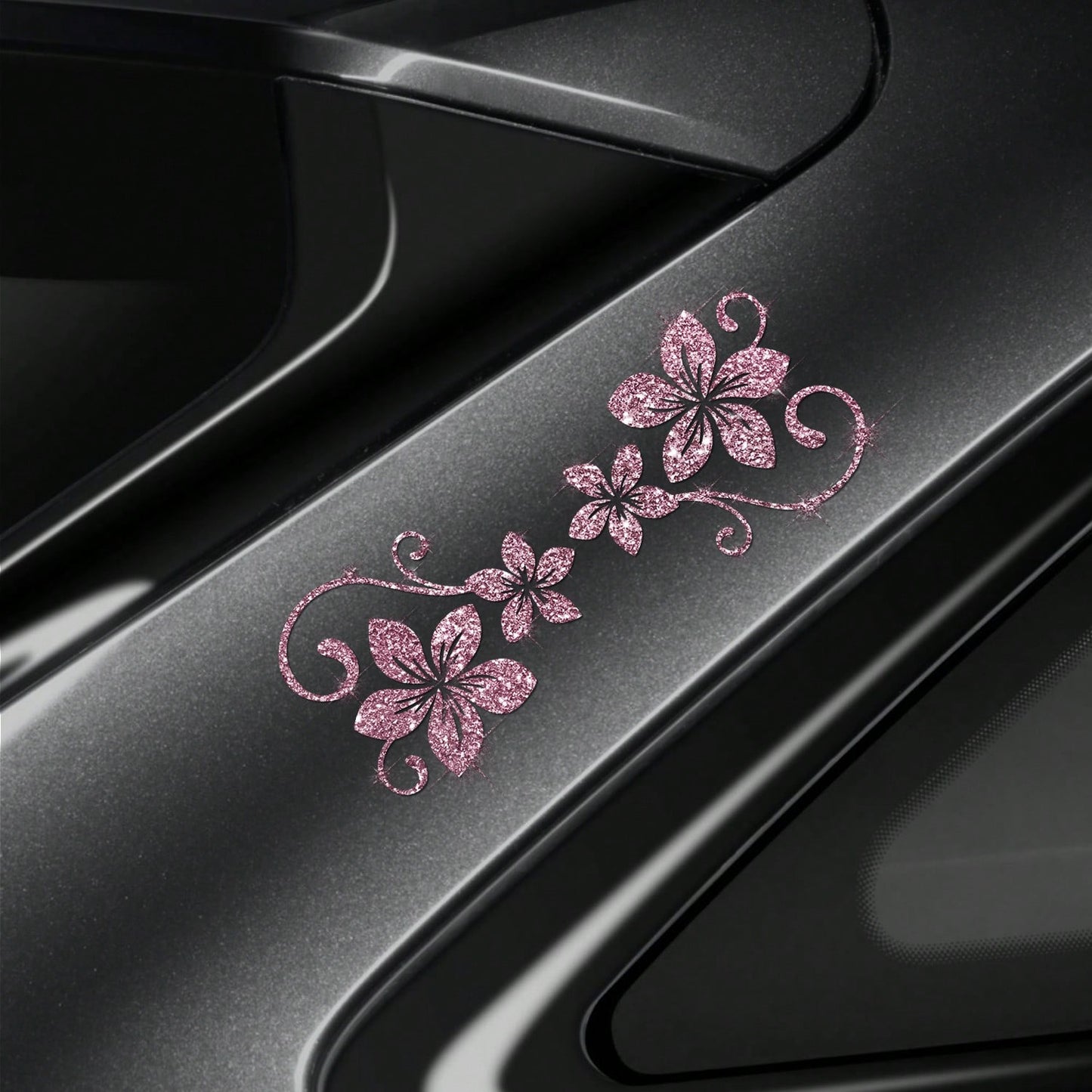 1pc Shiny Vine Floral Car Sticker, Plant & Flower Pattern, Self-Adhesive, No Residue, Easy To Install, Suitable For Cars, Trucks, Motorcycles, Glass Windows, Laptops, Plant Lovers, Etc.