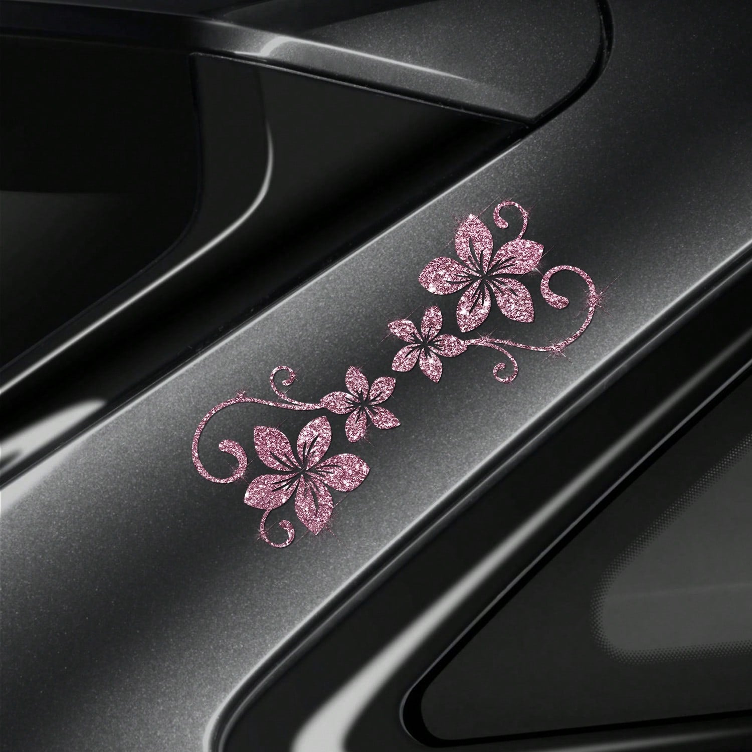 1pc Shiny Vine Floral Car Sticker, Plant & Flower Pattern, Self-Adhesive, No Residue, Easy To Install, Suitable For Cars, Trucks, Motorcycles, Glass Windows, Laptops, Plant Lovers, Etc.