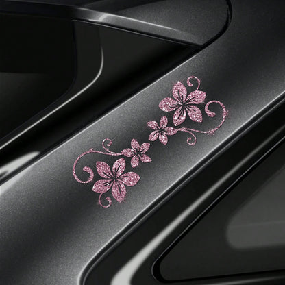 1pc Shiny Vine Floral Car Sticker, Plant & Flower Pattern, Self-Adhesive, No Residue, Easy To Install, Suitable For Cars, Trucks, Motorcycles, Glass Windows, Laptops, Plant Lovers, Etc.