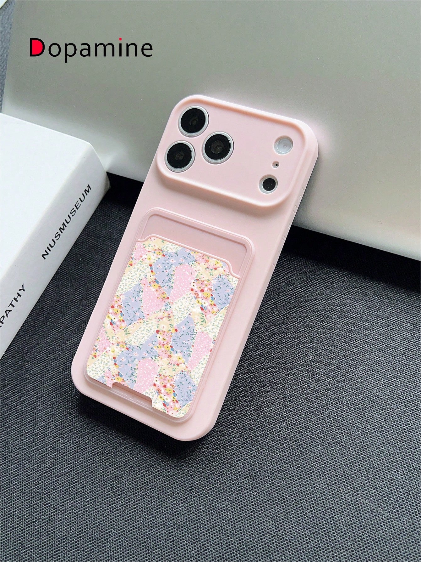 1pc Shockproof Full Coverage Silicone + TPU Liquid Phone Case With Card Holder Set, Cartoon Flower Color Block Patchwork Pattern, UV Printing, Compatible With Apple XS/XS Max/XR/11/12/13/14/15/16/17 P