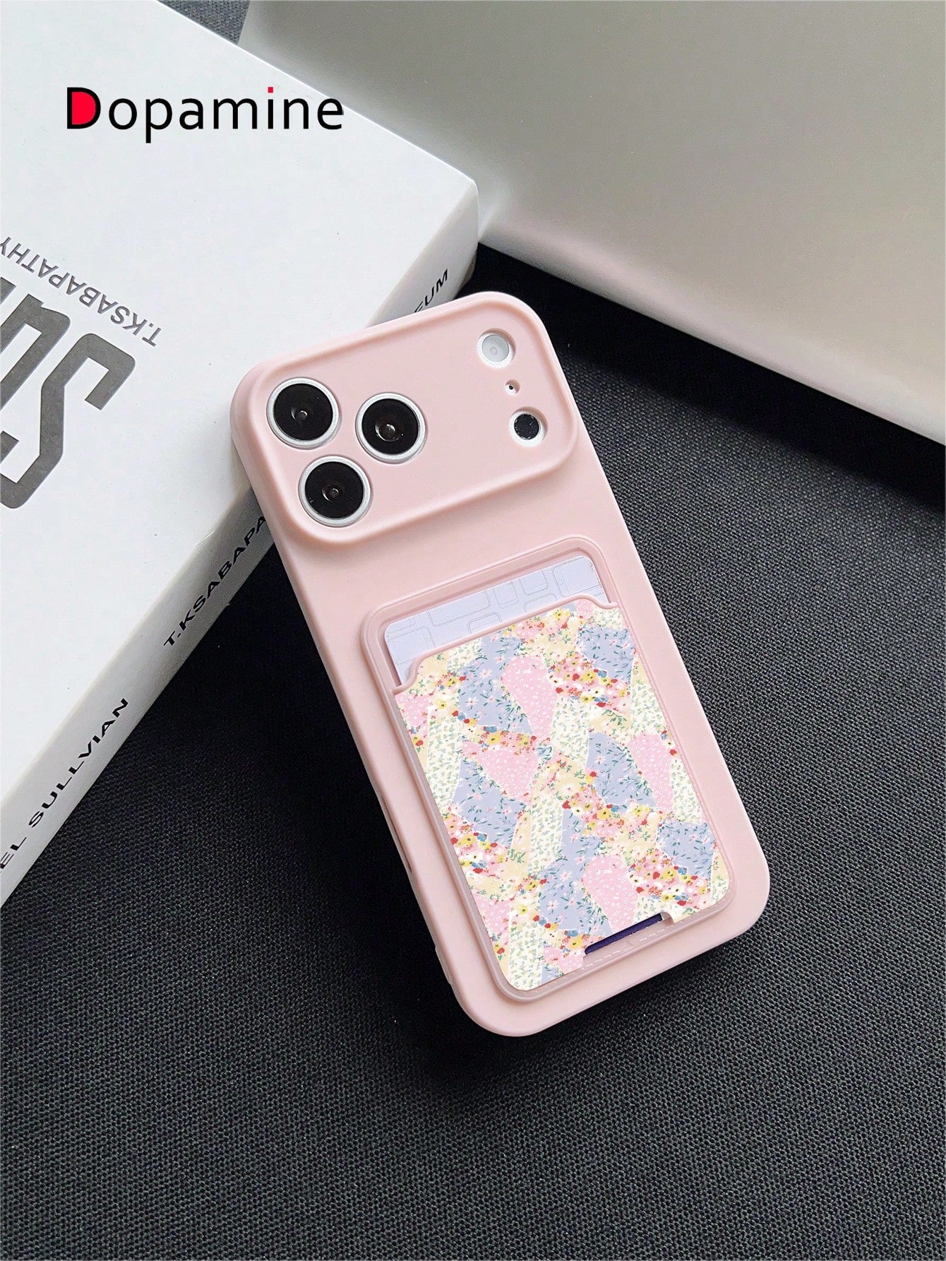1pc Shockproof Full Coverage Silicone + TPU Liquid Phone Case With Card Holder Set, Cartoon Flower Color Block Patchwork Pattern, UV Printing, Compatible With Apple XS/XS Max/XR/11/12/13/14/15/16/17 P