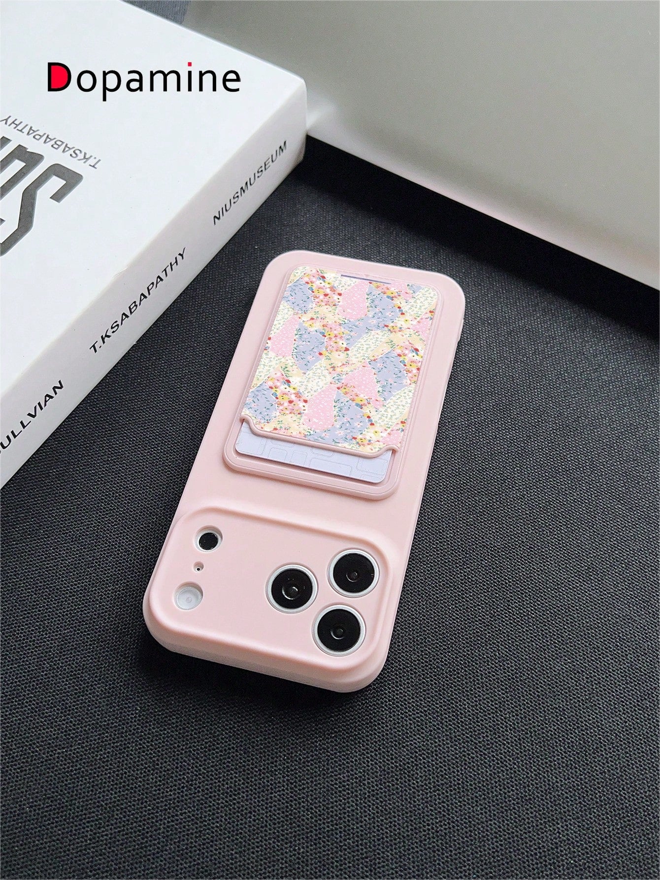 1pc Shockproof Full Coverage Silicone + TPU Liquid Phone Case With Card Holder Set, Cartoon Flower Color Block Patchwork Pattern, UV Printing, Compatible With Apple XS/XS Max/XR/11/12/13/14/15/16/17 P