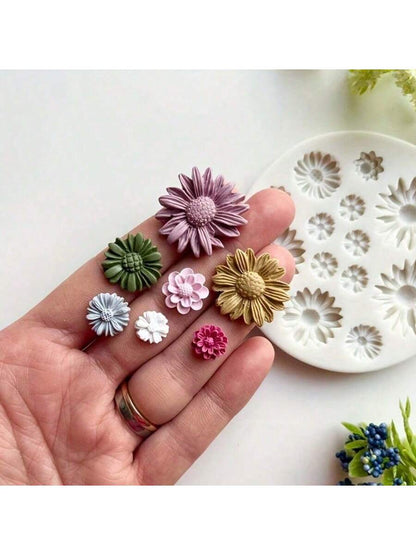 1pc Silicone Flower Mold For Polymer Clay Floral Bouquet Casting, DIY Earrings Pendant Making, Polymer Clay Crafting, Mold