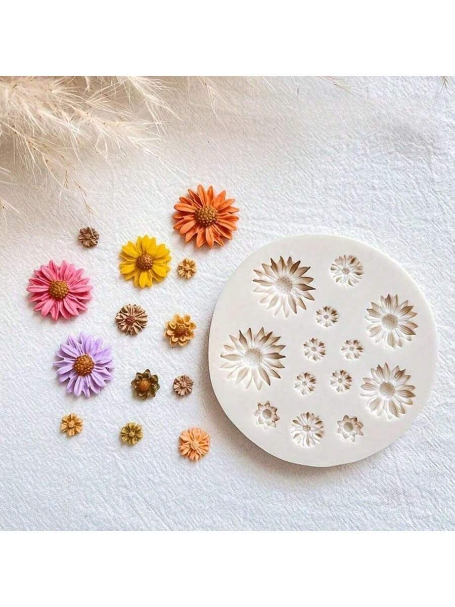 1pc Silicone Flower Mold For Polymer Clay Floral Bouquet Casting, DIY Earrings Pendant Making, Polymer Clay Crafting, Mold