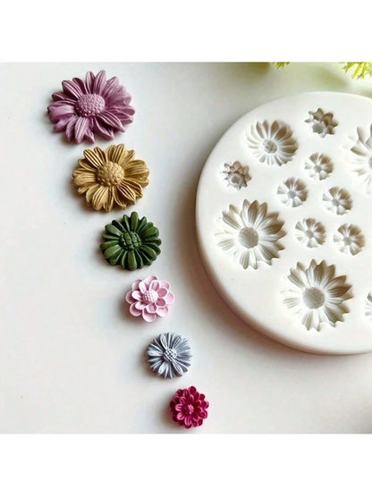 1pc Silicone Flower Mold For Polymer Clay Floral Bouquet Casting, DIY Earrings Pendant Making, Polymer Clay Crafting, Mold