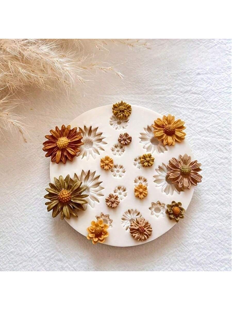 1pc Silicone Flower Mold For Polymer Clay Floral Bouquet Casting, DIY Earrings Pendant Making, Polymer Clay Crafting, Mold