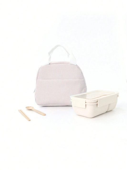1pc Simple Insulated Lunch Bag, Student Lunch Box, Food Bag, Casual Picnic Bag, Camping Bag, Insulated Bag, Suitable For Office, School, Portable Large Capacity, Suitable For Travel, Picnic, Outdoor