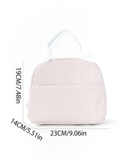1pc Simple Insulated Lunch Bag, Student Lunch Box, Food Bag, Casual Picnic Bag, Camping Bag, Insulated Bag, Suitable For Office, School, Portable Large Capacity, Suitable For Travel, Picnic, Outdoor
