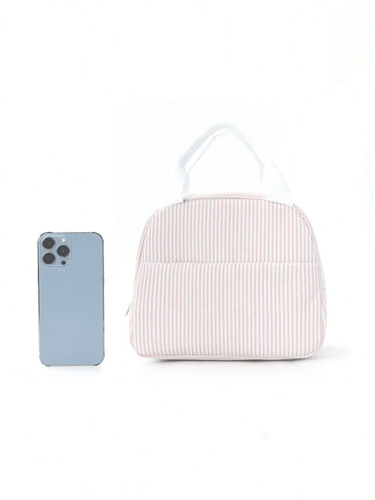 1pc Simple Insulated Lunch Bag, Student Lunch Box, Food Bag, Casual Picnic Bag, Camping Bag, Insulated Bag, Suitable For Office, School, Portable Large Capacity, Suitable For Travel, Picnic, Outdoor