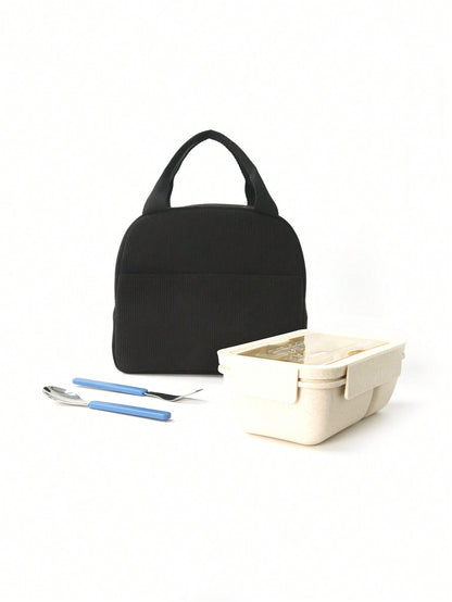 1pc Simple Insulated Lunch Bag, Student Lunch Box, Food Bag, Casual Picnic Bag, Camping Bag, Insulated Bag, Suitable For Office, School, Portable Large Capacity, Suitable For Travel, Picnic, Outdoor