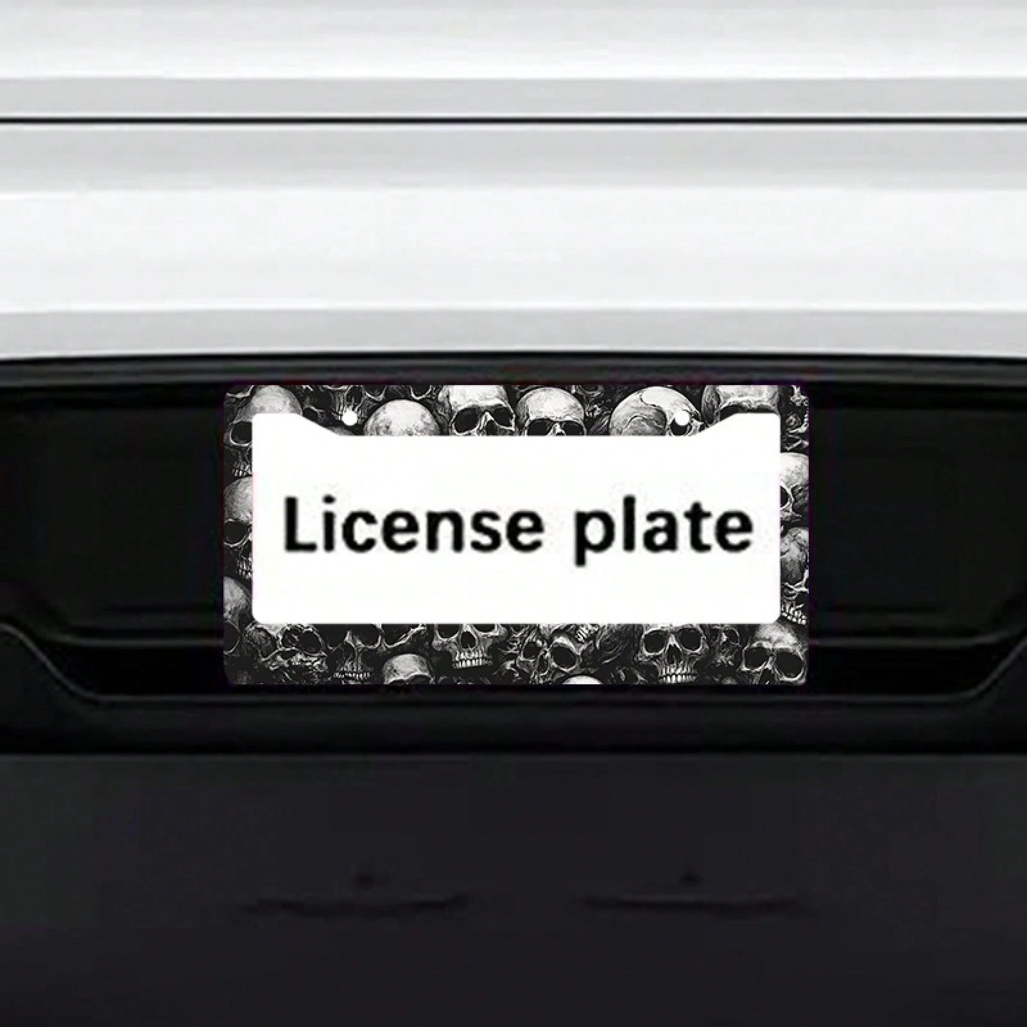 1pc Skull 12x6in Metal License Plate Frame, With Mounting Screws, Universal US International Car Accessory Halloween Decor,Car Cover,Car Must Haves,Gifts,Car Decor,Car Picks,Car Acessesories>Essential