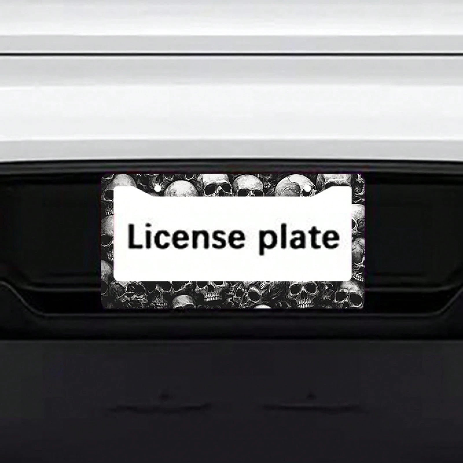 1pc Skull 12x6in Metal License Plate Frame, With Mounting Screws, Universal US International Car Accessory Halloween Decor,Car Cover,Car Must Haves,Gifts,Car Decor,Car Picks,Car Acessesories>Essential