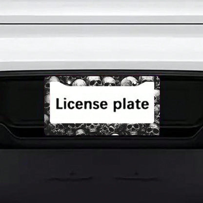 1pc Skull 12x6in Metal License Plate Frame, With Mounting Screws, Universal US International Car Accessory Halloween Decor,Car Cover,Car Must Haves,Gifts,Car Decor,Car Picks,Car Acessesories>Essential