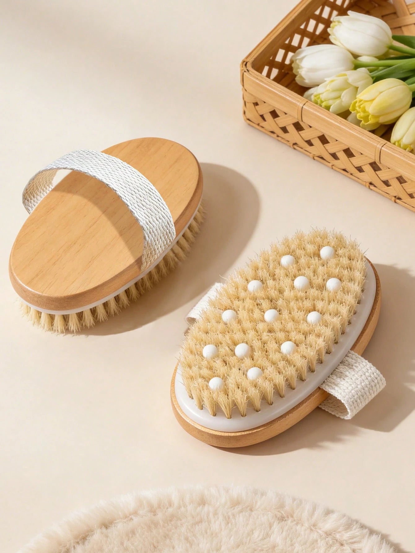 1pc Soft Bristle Body Brush, Exfoliating Body Scrubber With Massage Nodules, Suitable For Dry Skin