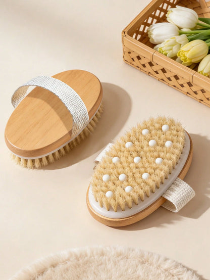 1pc Soft Bristle Body Brush, Exfoliating Body Scrubber With Massage Nodules, Suitable For Dry Skin