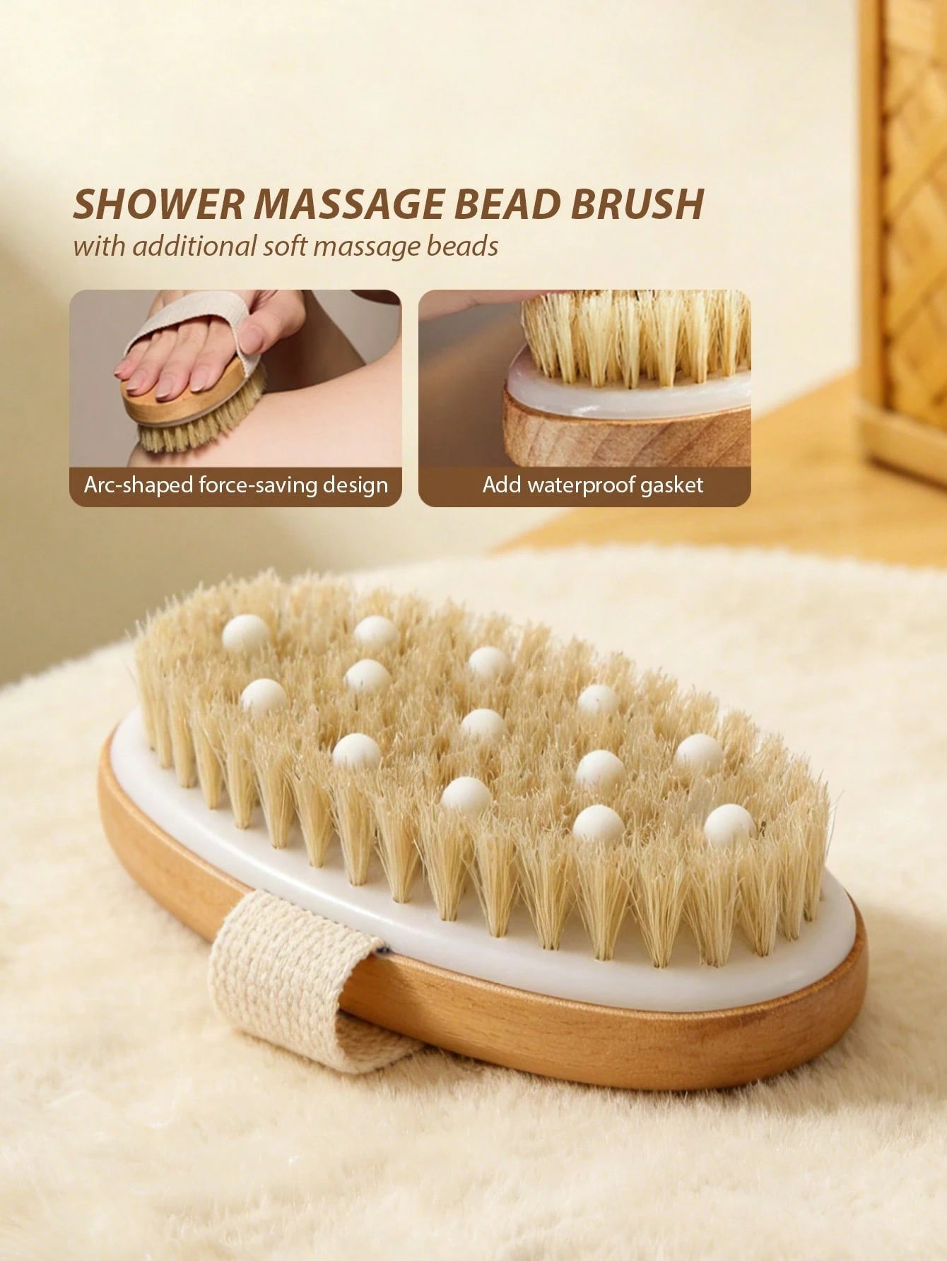 1pc Soft Bristle Body Brush, Exfoliating Body Scrubber With Massage Nodules, Suitable For Dry Skin