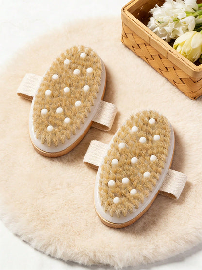 1pc Soft Bristle Body Brush, Exfoliating Body Scrubber With Massage Nodules, Suitable For Dry Skin