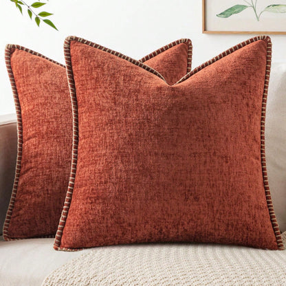 1pc Soft & Comfortable Sherpa Pillow Cover With Sewn Edges, Rust Color (Pillow Insert Not Included), Suitable For Sofa, Bed, Spring/Summer