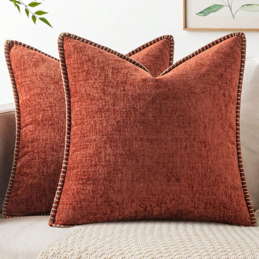 1pc Soft & Comfortable Sherpa Pillow Cover With Sewn Edges, Rust Color (Pillow Insert Not Included), Suitable For Sofa, Bed, Spring/Summer