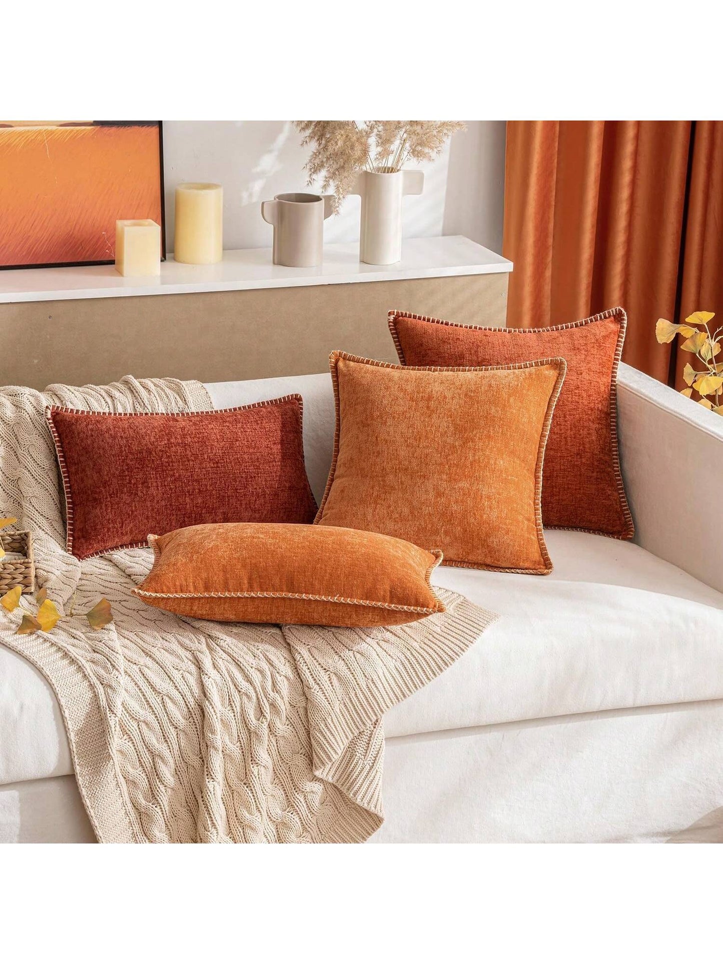 1pc Soft & Comfortable Sherpa Pillow Cover With Sewn Edges, Rust Color (Pillow Insert Not Included), Suitable For Sofa, Bed, Spring/Summer