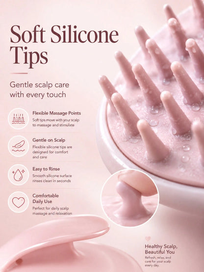 1pc Soft Silicone Shampoo Brush, Dry & Wet Use Scalp Massage Brush, Deep Cleaning Exfoliating Stress Relief, Handheld Shower Brush, Suitable For Home Bathing, SPA, Travel, Unisex For Adults, Students