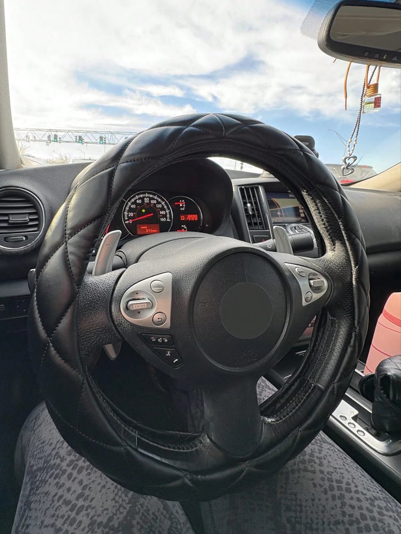 1pc Soft Ultra-Fiber PU Leather Steering Wheel Cover, Universal 15 Inch, Suitable For Ladies And Girls, Fits Cars, Sedans, SUVs, Trucks