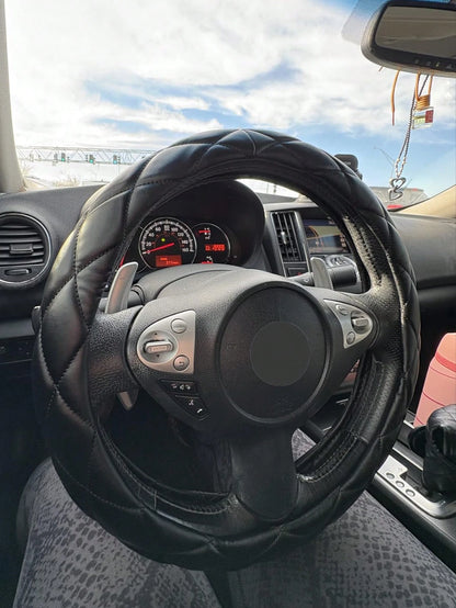 1pc Soft Ultra-Fiber PU Leather Steering Wheel Cover, Universal 15 Inch, Suitable For Ladies And Girls, Fits Cars, Sedans, SUVs, Trucks