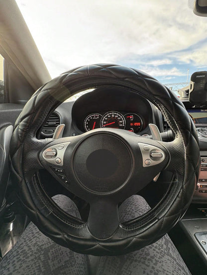 1pc Soft Ultra-Fiber PU Leather Steering Wheel Cover, Universal 15 Inch, Suitable For Ladies And Girls, Fits Cars, Sedans, SUVs, Trucks