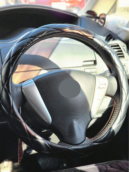 1pc Soft Ultra-Fiber PU Leather Steering Wheel Cover, Universal 15 Inch, Suitable For Ladies And Girls, Fits Cars, Sedans, SUVs, Trucks