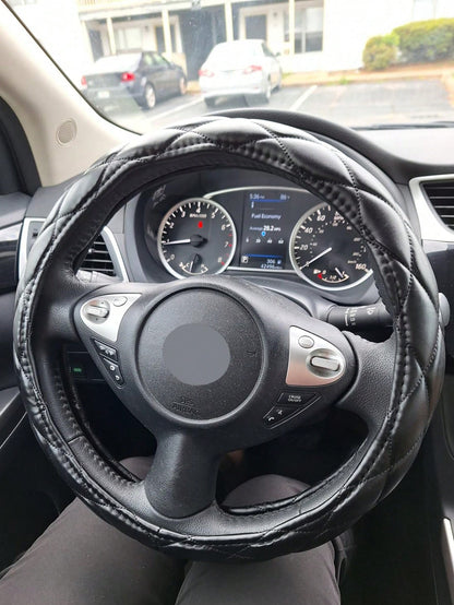 1pc Soft Ultra-Fiber PU Leather Steering Wheel Cover, Universal 15 Inch, Suitable For Ladies And Girls, Fits Cars, Sedans, SUVs, Trucks