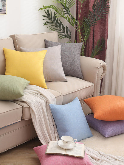 1pc Solid Color Cushion Cover, Modernist Linen Decorative Throw Pillow Case For Home