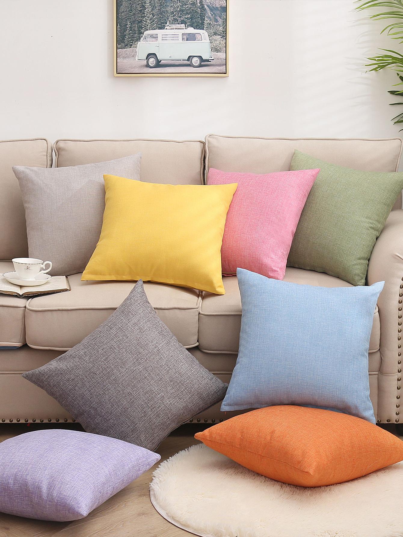 1pc Solid Color Cushion Cover, Modernist Linen Decorative Throw Pillow Case For Home