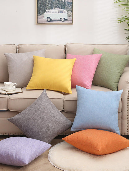 1pc Solid Color Cushion Cover, Modernist Linen Decorative Throw Pillow Case For Home