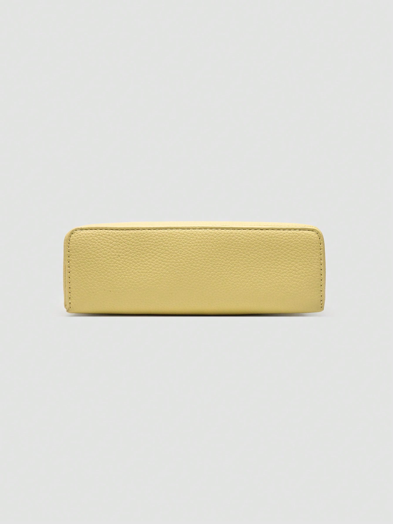 1pc Solid Color Litchi Grain PU Square Shoulder Bag, Small Handbag For Women,  Yellow