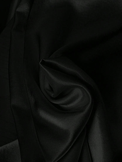 1pc Solid Color Woven Fabric Drawstring Waist Pants, Suitable For Holiday, School, Party, Airport, Stage And Concert Wear, Autumn/Winter With Shiny Finish Black Spring