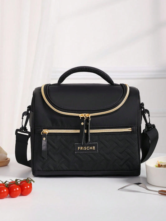 1pc Sports Style Insulated Lunch Bag, Travel Accessories Lunchbox Lunch Bag Women Teacher Picnic Bag Cool Bag Picnic Bag Woman Lunch Box Bag For Women