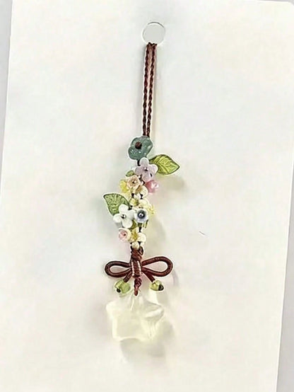1pc Star Flower Bow Phone Lanyard, CCD Camera Pendant, Bag Charm, Vintage Multi-Purpose Fashion Handmade Small Phone Chain Pendant, Suitable For Women's Daily Use, Compatible With Android System And M