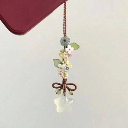 1pc Star Flower Bow Phone Lanyard, CCD Camera Pendant, Bag Charm, Vintage Multi-Purpose Fashion Handmade Small Phone Chain Pendant, Suitable For Women's Daily Use, Compatible With Android System And M