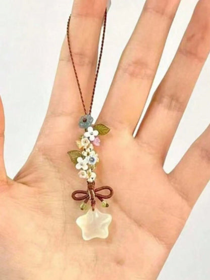 1pc Star Flower Bow Phone Lanyard, CCD Camera Pendant, Bag Charm, Vintage Multi-Purpose Fashion Handmade Small Phone Chain Pendant, Suitable For Women's Daily Use, Compatible With Android System And M