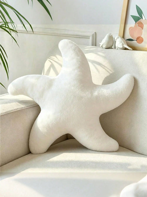 1pc Starfish Throw Pillow, Sofa Bed Decorative Pillow, Aesthetic Room Decor Accent Pillow, Soft Faux Rabbit Fur, Living Room, Bedroom Decor, Room Arrangement, Party Gift, Outdoor Pillow, Garden Cushio