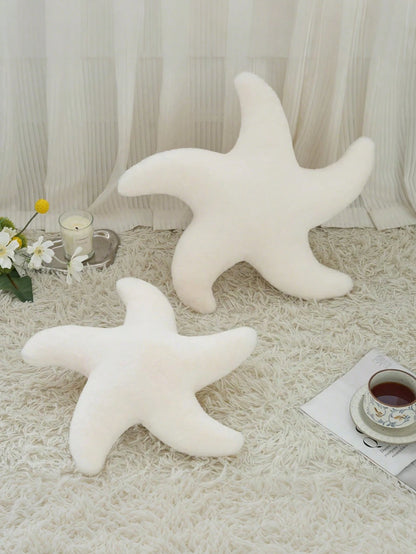 1pc Starfish Throw Pillow, Sofa Bed Decorative Pillow, Aesthetic Room Decor Accent Pillow, Soft Faux Rabbit Fur, Living Room, Bedroom Decor, Room Arrangement, Party Gift, Outdoor Pillow, Garden Cushio