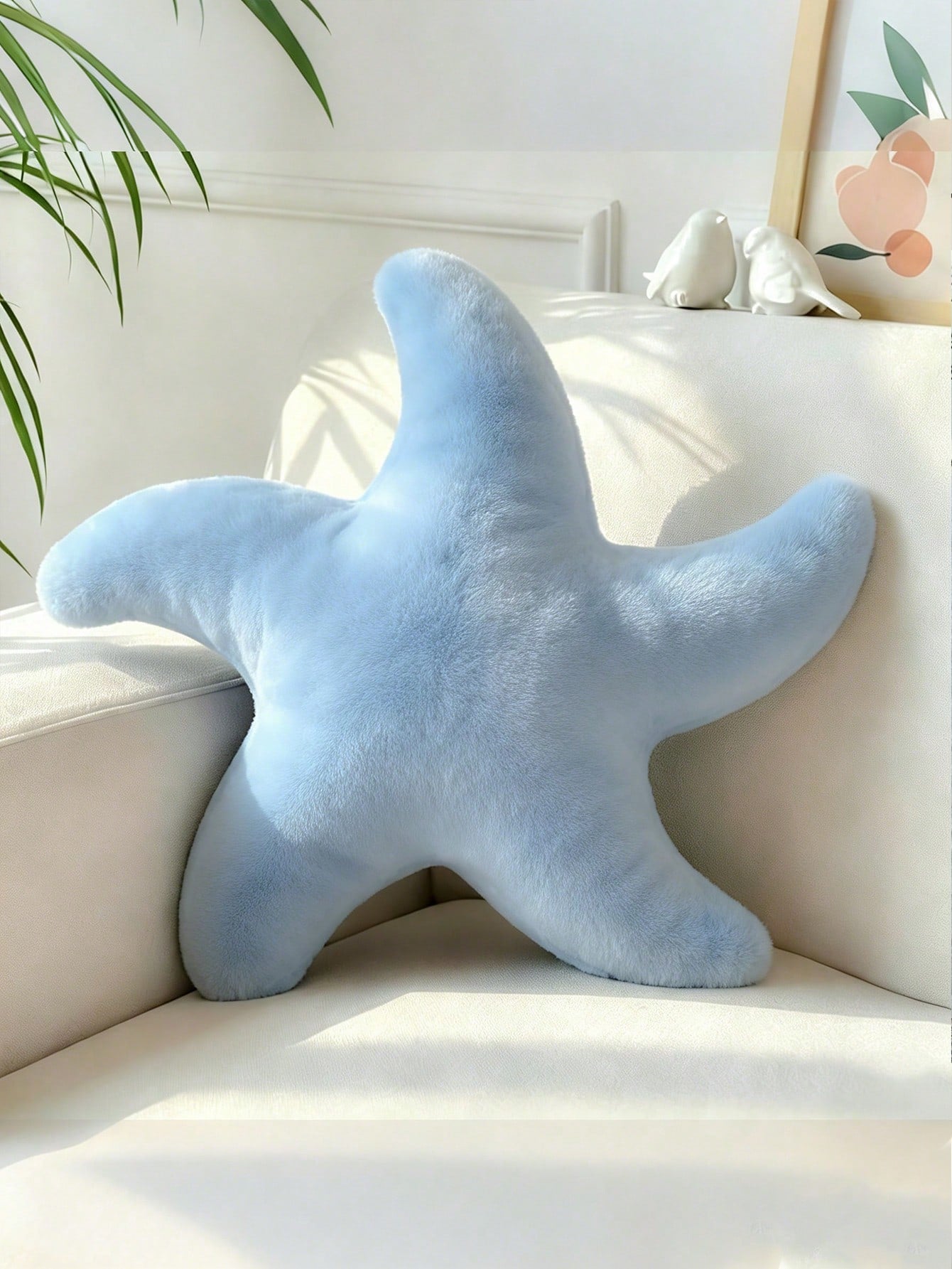 1pc Starfish Throw Pillow, Soft Faux Fur Decorative Cushion Suitable For Sofa, Bed, Aesthetic Room Decor Accent Pillow For Bedroom, Living Room, Outdoor, Garden, Creating Summer Ambiance