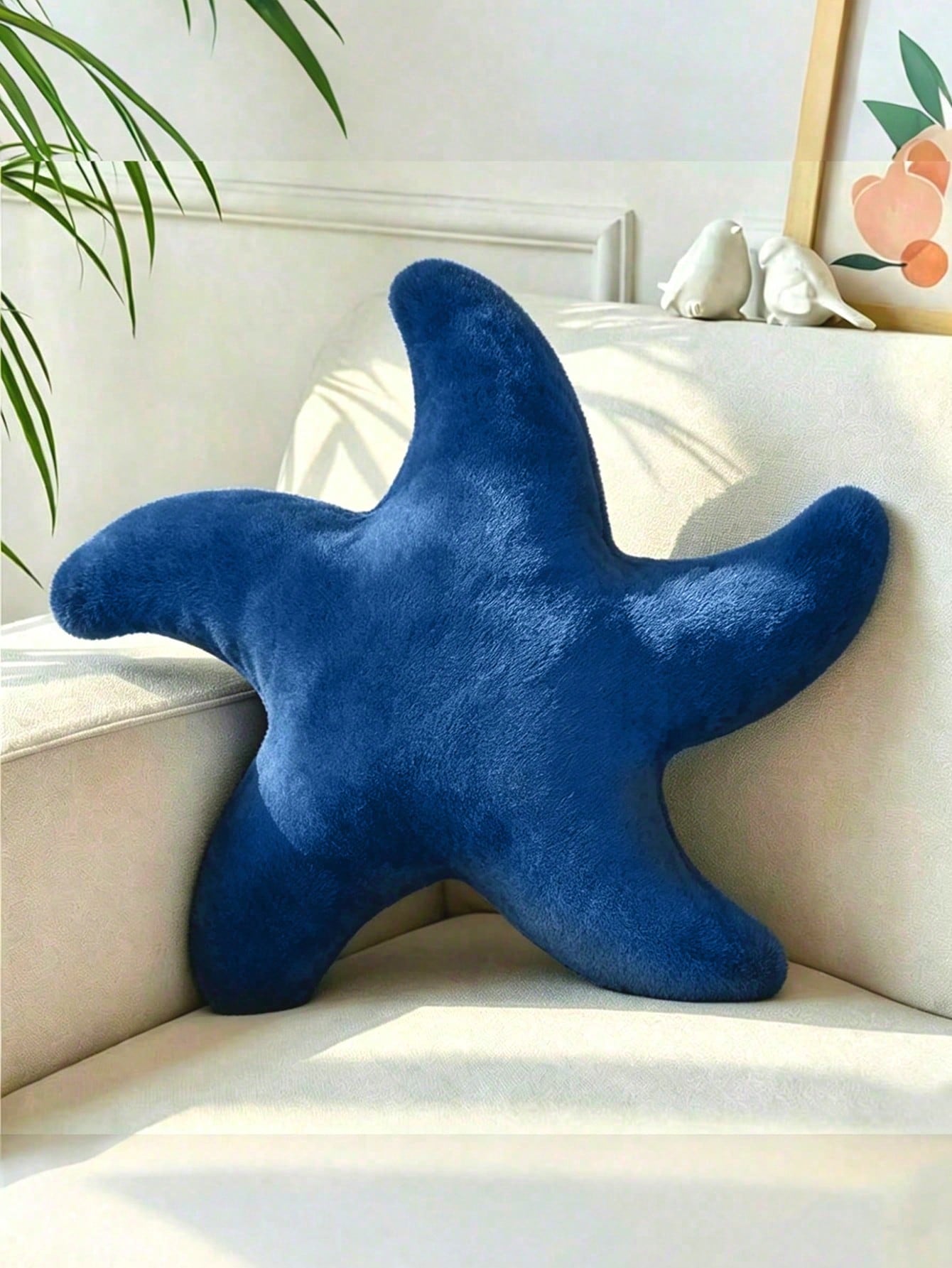 1pc Starfish Throw Pillow, Soft Faux Fur Decorative Cushion Suitable For Sofa, Bed, Aesthetic Room Decor Accent Pillow For Bedroom, Living Room, Outdoor, Garden, Creating Summer Ambiance