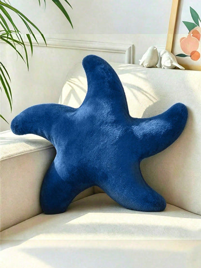 1pc Starfish Throw Pillow, Soft Faux Fur Decorative Cushion Suitable For Sofa, Bed, Aesthetic Room Decor Accent Pillow For Bedroom, Living Room, Outdoor, Garden, Creating Summer Ambiance