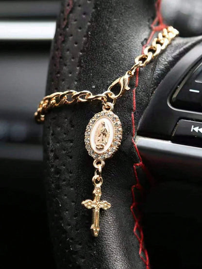 1pc Steering Wheel Decoration, 15cm Adjustable Length, Minimalist Cute Creative Beaded Car Hanging Ornament Accessory, Unique Fashionable Car Pendant