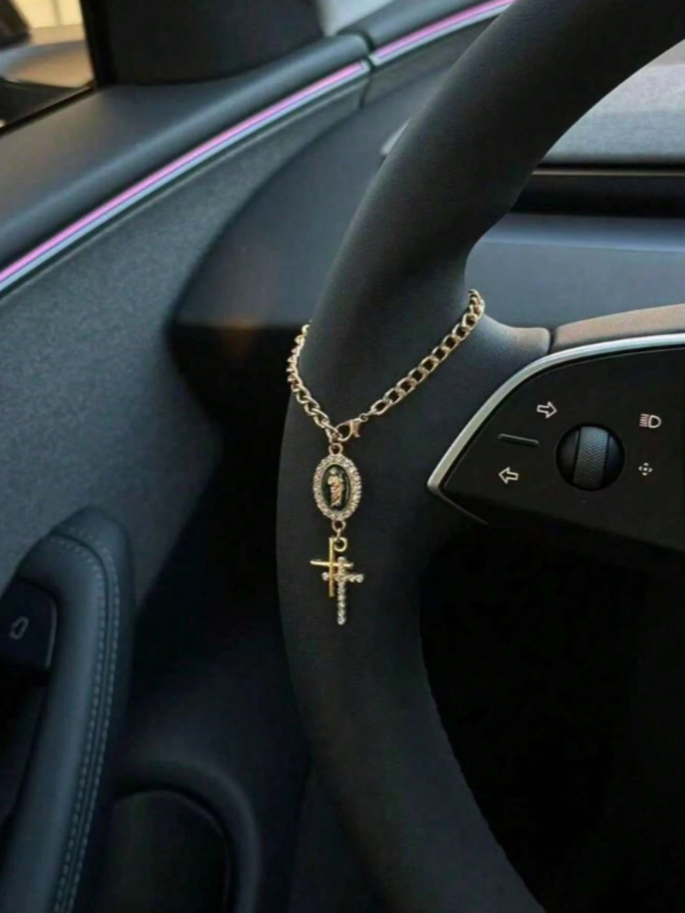 1pc Steering Wheel Decoration, 15cm Adjustable Length, Minimalist Cute Creative Beaded Car Hanging Ornament Accessory, Unique Fashionable Car Pendant