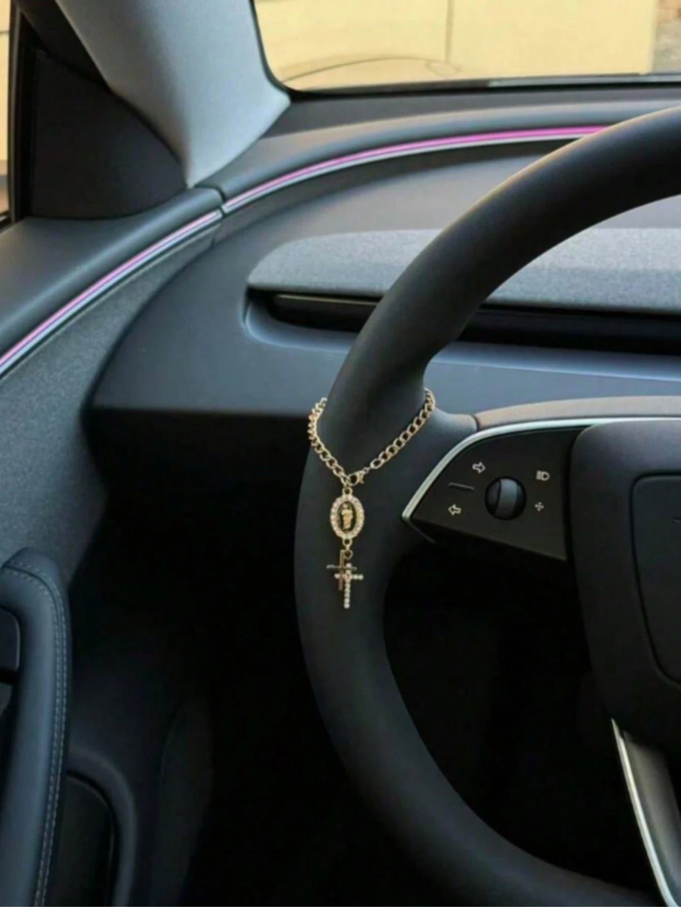 1pc Steering Wheel Decoration, 15cm Adjustable Length, Minimalist Cute Creative Beaded Car Hanging Ornament Accessory, Unique Fashionable Car Pendant